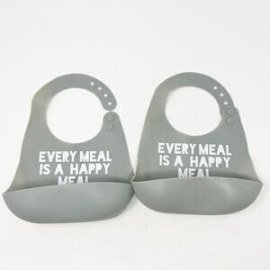Bella Tunno Tots Baby Every Meal Is A Happy Meal Feeding‎ Silicone Bib Set of 2